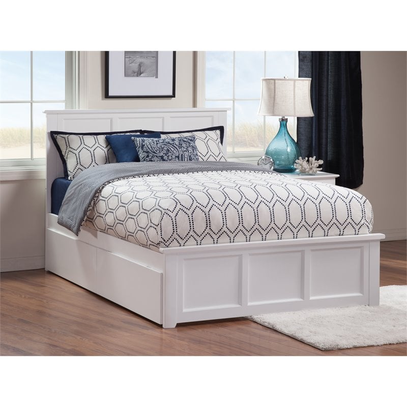Pemberly Row Madison Full Platform Bed  and Storage Drawers in White