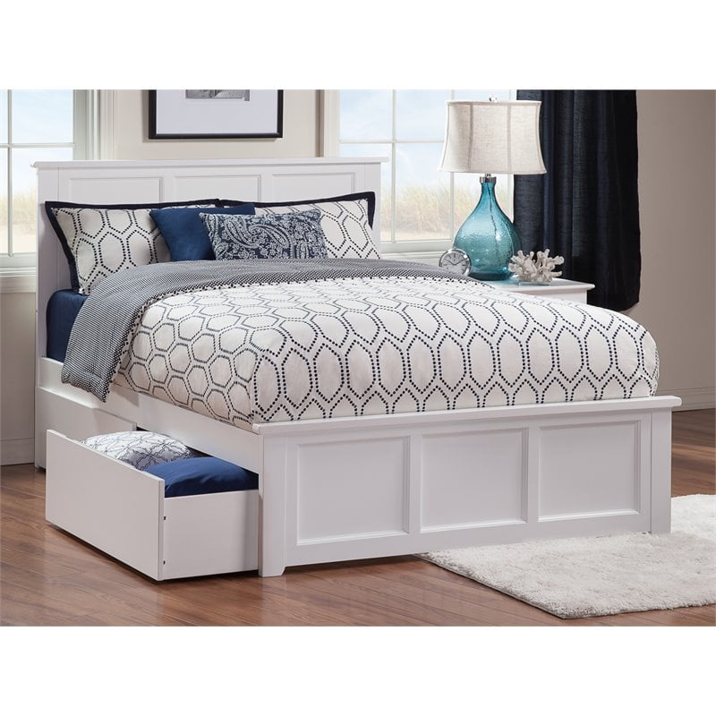 Pemberly Row Madison Full Platform Bed  and Storage Drawers in White