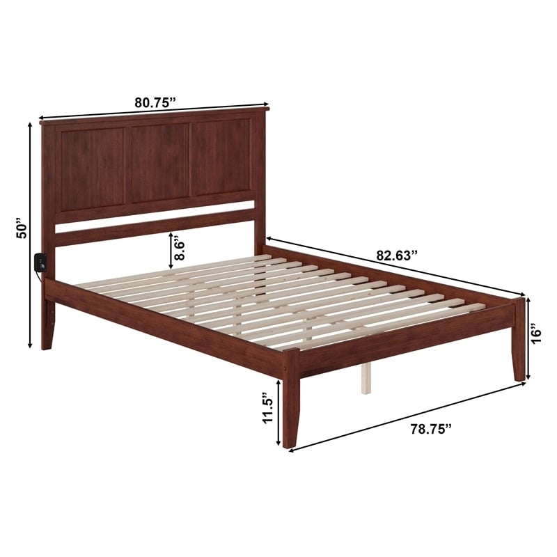 Pemberly Row Madison King Solid Wood Platform Bed in Walnut