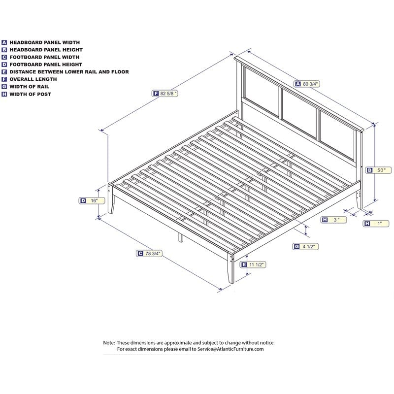 Pemberly Row Madison King Solid Wood Platform Bed in Walnut