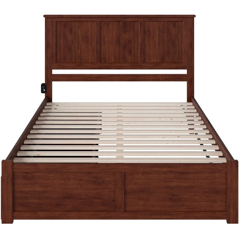 Pemberly Row Madison King Wood Platform Bed & Storage Drawers in Walnut