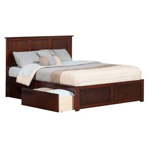 Pemberly Row Madison King Wood Platform Bed & Storage Drawers in Walnut