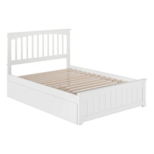 Pemberly Row Farmhouse Solid Wood Full Trundle Platform Bed in White