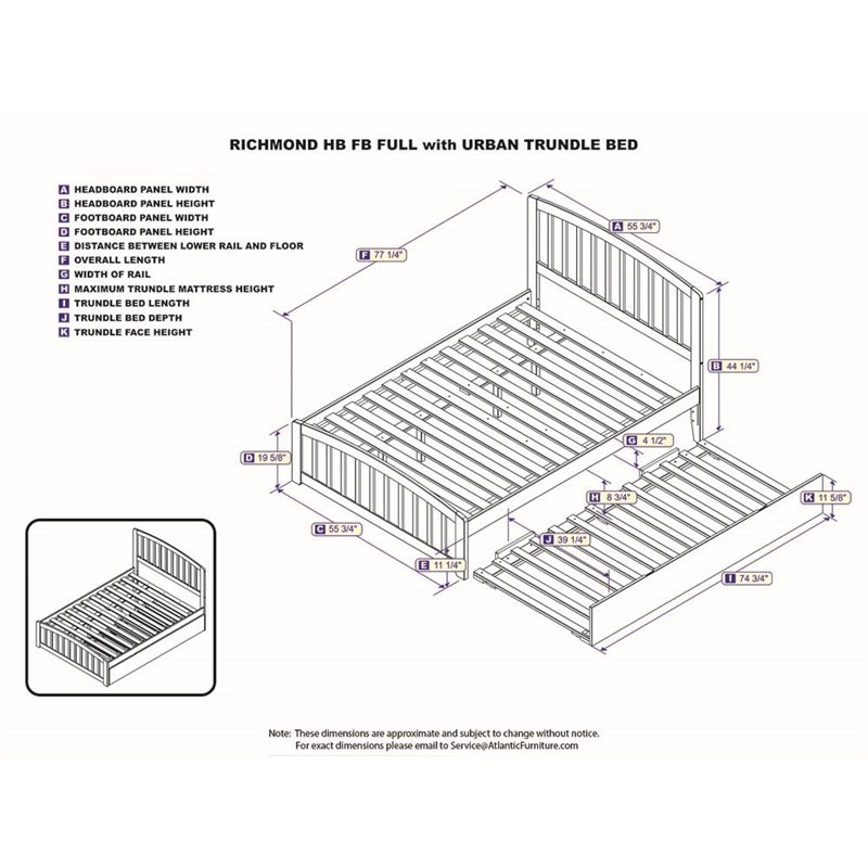 Pemberly Row Full Trundle Platform Bed in Walnut