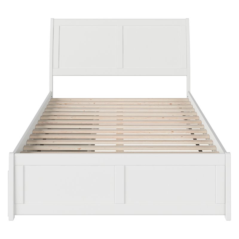 Pemberly Row Portland Full Storage Wood Platform Bed  in White