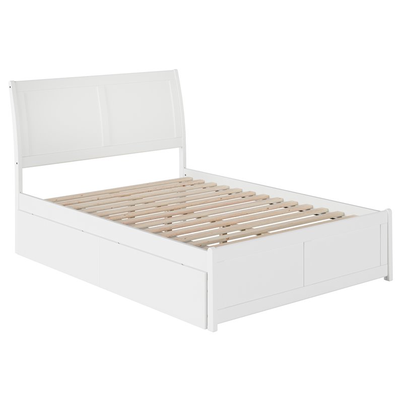Pemberly Row Portland Full Storage Wood Platform Bed  in White