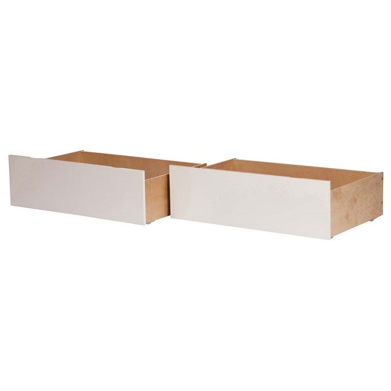 Pemberly Row Solid Hard Wood Under-Bed Drawers with Rollers in White (Set of 2)