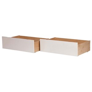 Pemberly Row Solid Hard Wood Under-Bed Drawers with Rollers in White (Set of 2)