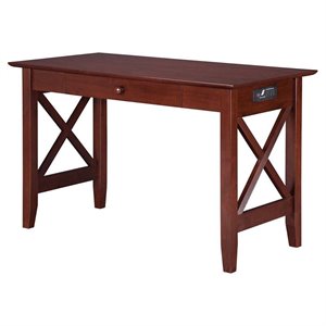 pemberly row charger writing desk in walnut