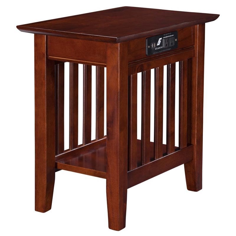 Pemberly Row End Table Coffee Accent Table Rectangle in Wood - Walnut