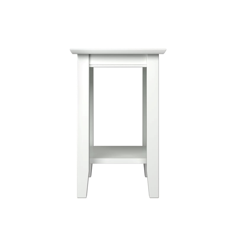 Pemberly Row Transitional Solid Wood Chair Side Table in White