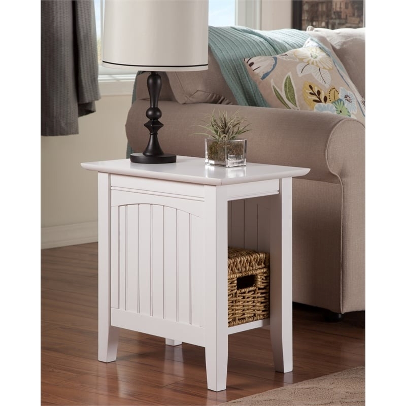 Pemberly Row Transitional Solid Wood Chair Side Table in White