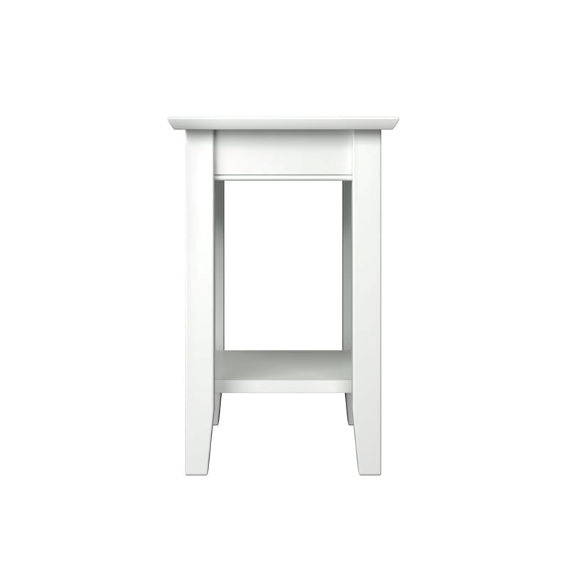 Pemberly Row Transitional Wood Side Table with USB Charging Ports in White