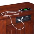 Pemberly Row Modern Solid Wood Side Table with USB Charging Ports in Walnut