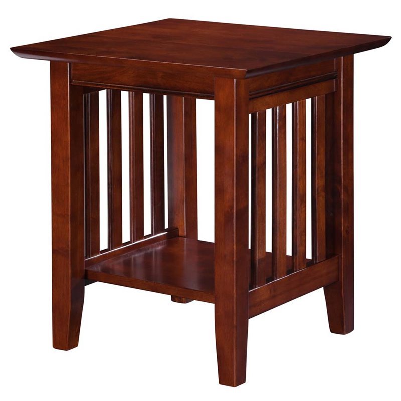 Pemberly Row End Table Coffee Accent Table Square in Solid Wood - Walnut