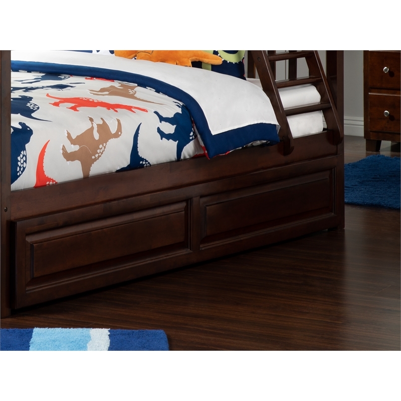 Pemberly Row Transitional Solid Wood Twin/Full Raised Panel Trundle in Walnut