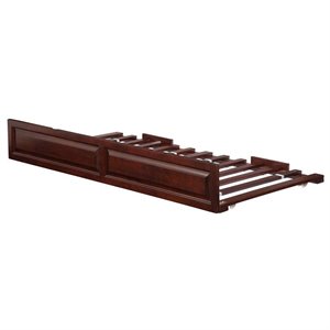 Pemberly Row Transitional Solid Wood Twin/Full Raised Panel Trundle in Walnut