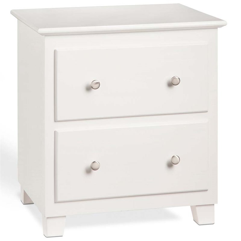Pemberly Row Limerence White and Chrome Nightstand with Two Drawers