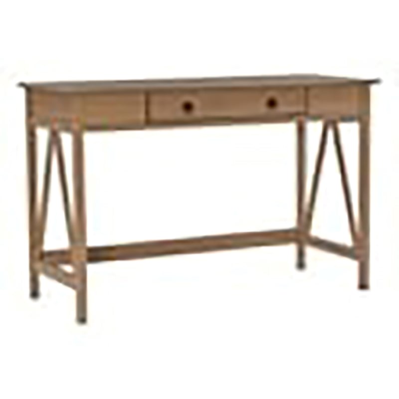 Pemberly Row 1 Drawer Transitional Wood Desk in Driftwood Brown