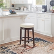 Pemberly Row Wood Bar Stool Chair in White With Rotating Round Seat & Footrest