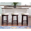 Pemberly Row Wood Bar Stool Chair in White With Rotating Round Seat & Footrest