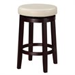 Pemberly Row Wood Bar Stool Chair in White With Rotating Round Seat & Footrest