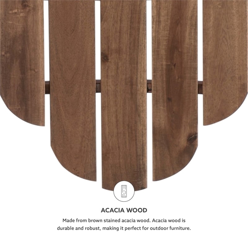 Pemberly Row Transitional Wood Outdoor Chair in Acorn Brown Stain