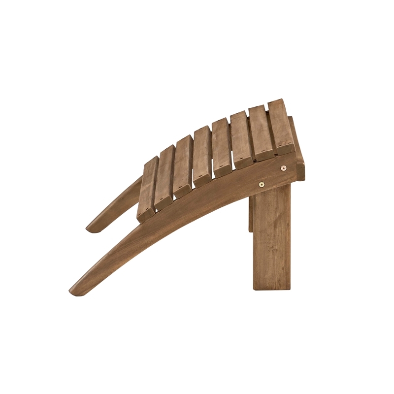 Pemberly Row Transitional Wood Outdoor Ottoman in Acorn Brown Stain