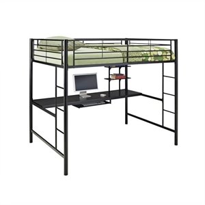 pemberly row metal full loft bunk bed with workstation