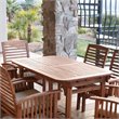 Pemberly Row 7 Piece Wood Patio Dining Set in Brown with Cushions