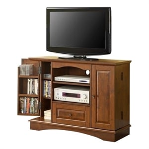 Pemberly Row Transitional Wood Console with Storage for TVs up to 42&quot in Brown