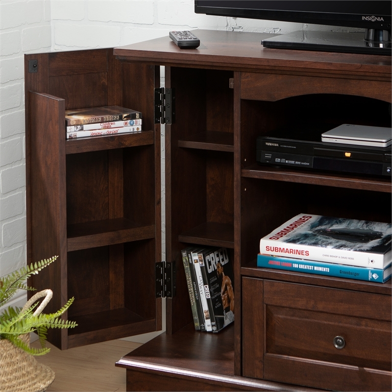 Pemberly Row Transitional Wood Console with Storage for TVs up to 42