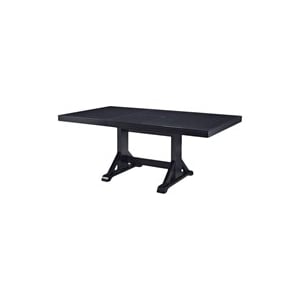 Pemberly Row Extendable Trestle Wood Dining Table in Antique Black