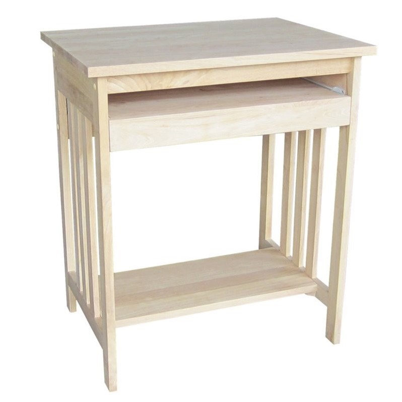 Pemberly Row Unfinished Mission Wood Computer Cart