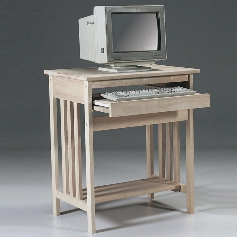 Pemberly Row Unfinished Mission Wood Computer Cart