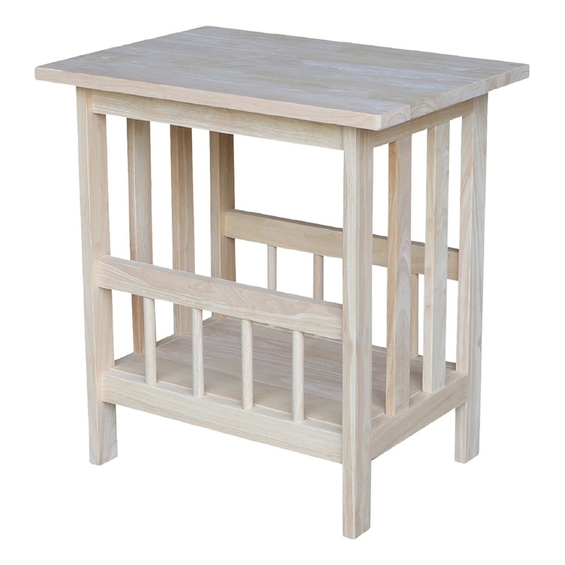 Pemberly Row 1 Shelf Solid Para Wood Magazine End Table in Natural