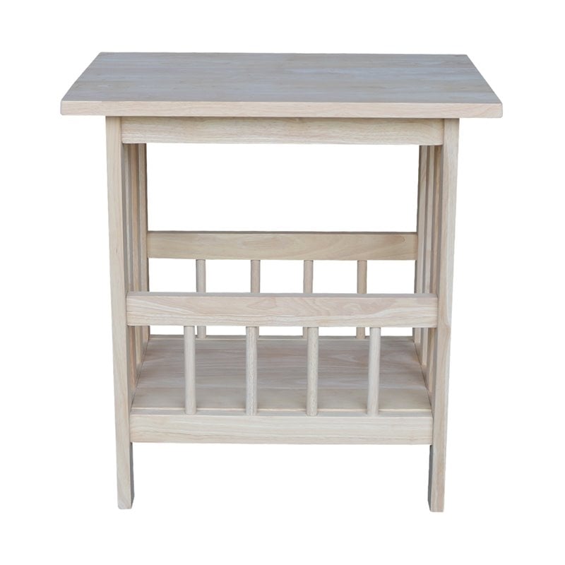 Pemberly Row 1 Shelf Solid Para Wood Magazine End Table in Natural