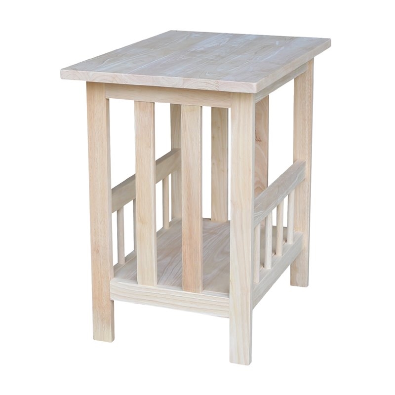 Pemberly Row 1 Shelf Solid Para Wood Magazine End Table in Natural