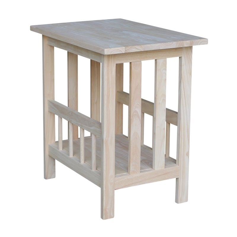 Pemberly Row 1 Shelf Solid Para Wood Magazine End Table in Natural