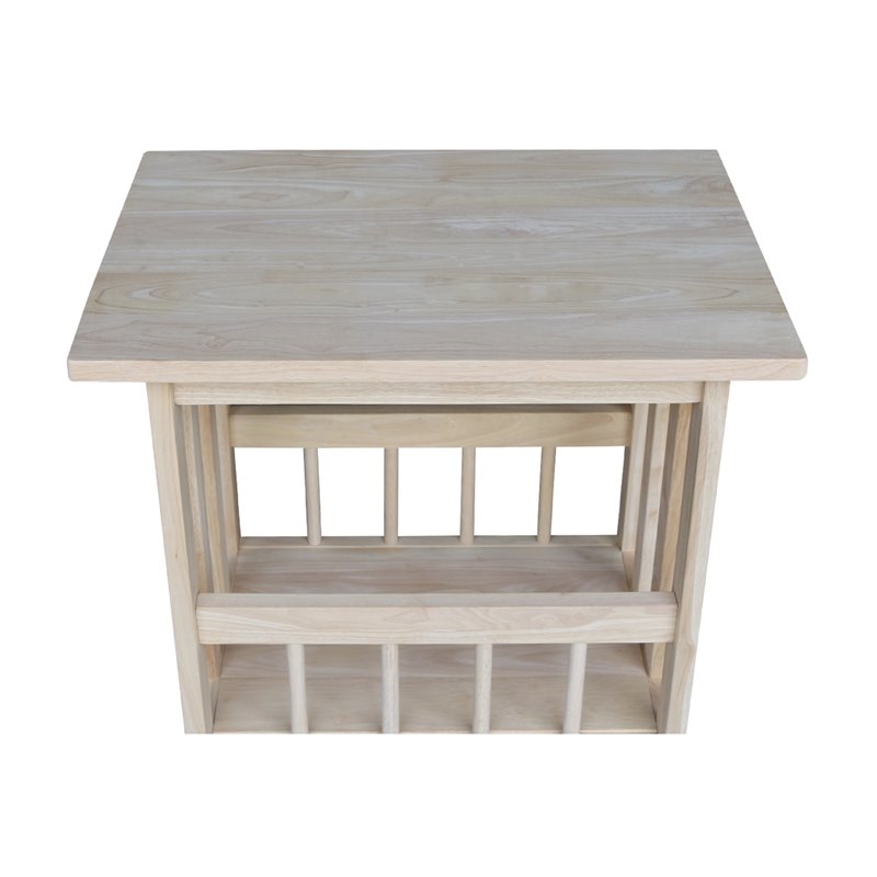 Pemberly Row 1 Shelf Solid Para Wood Magazine End Table in Natural