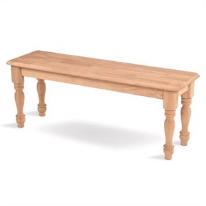 pemberly row rustic unfinished wood farmhouse bench, parawood, easy to assemble