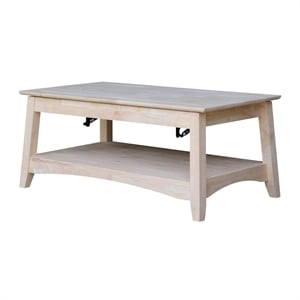 Pemberly Row Unfinished Coffee Table with Lift Top