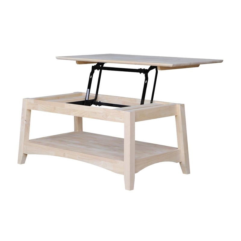 Pemberley Row Solid Parawood Unfinished Coffee Table Rectangular Lift Top 40