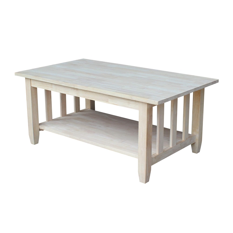 Pemberly Row Unfinished Mission Tall Coffee Table