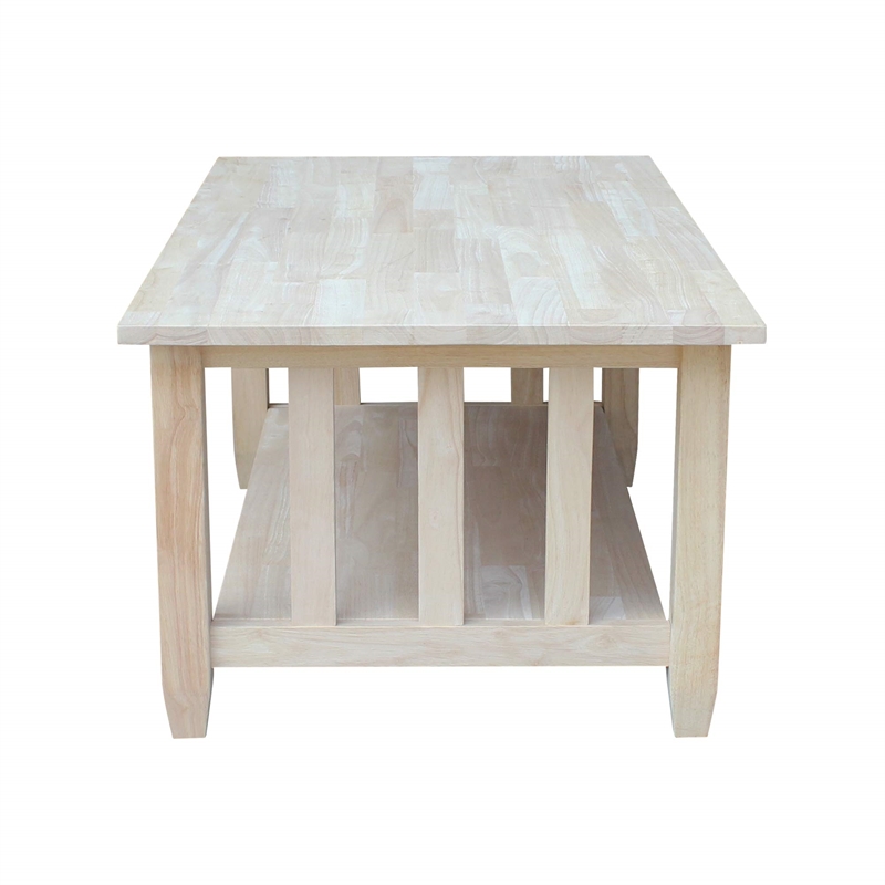 Pemberly Row Unfinished Mission Tall Coffee Table