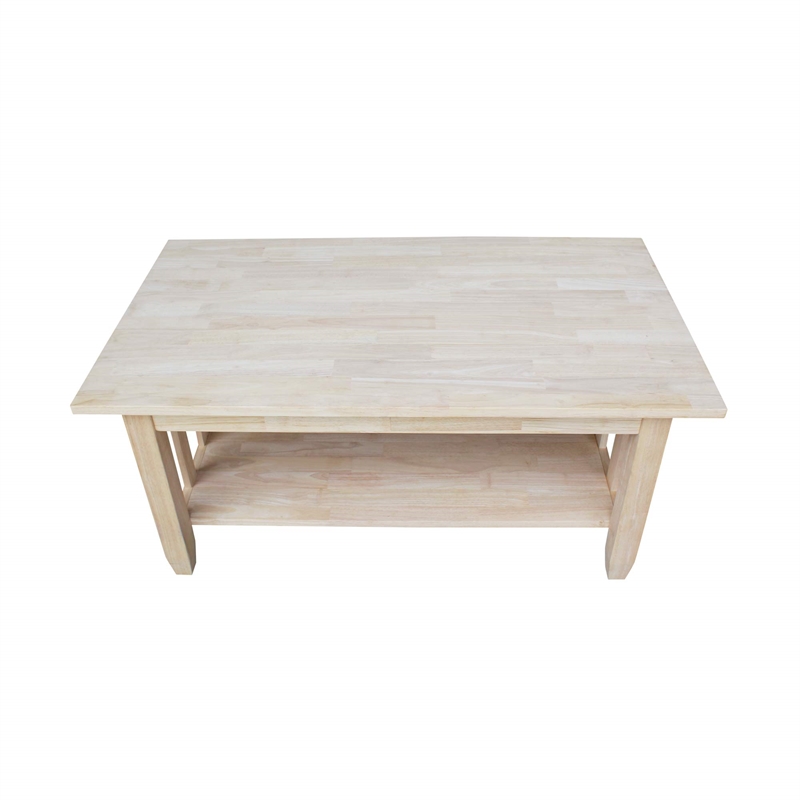 Pemberly Row Unfinished Mission Tall Coffee Table