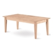 Pemberly Row Tall Shaker Unfinished Coffee Table in Natural Espresso