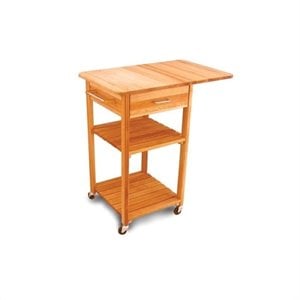 pemberly row drop leaf butcher block kitchen cart in natural finish