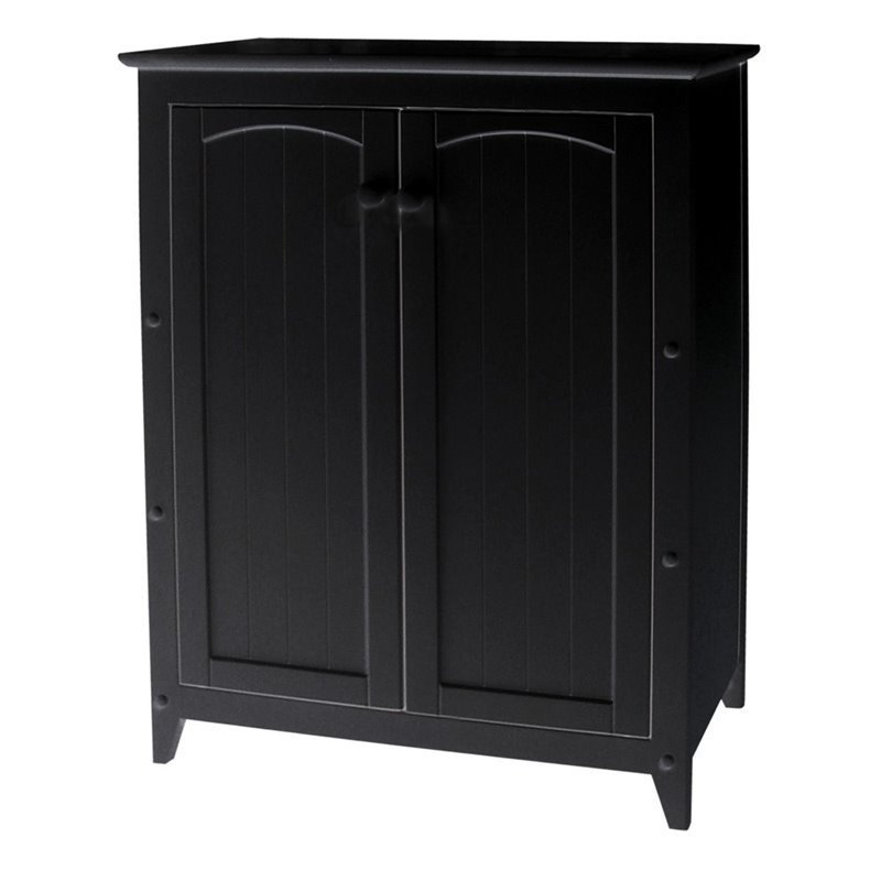 Pemberly Row 2-Door And 3 Shelves Wood Storage Cabinet In Black | Cymax ...