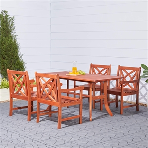 Pemberly Row 5 Piece Wood Patio Dining Set